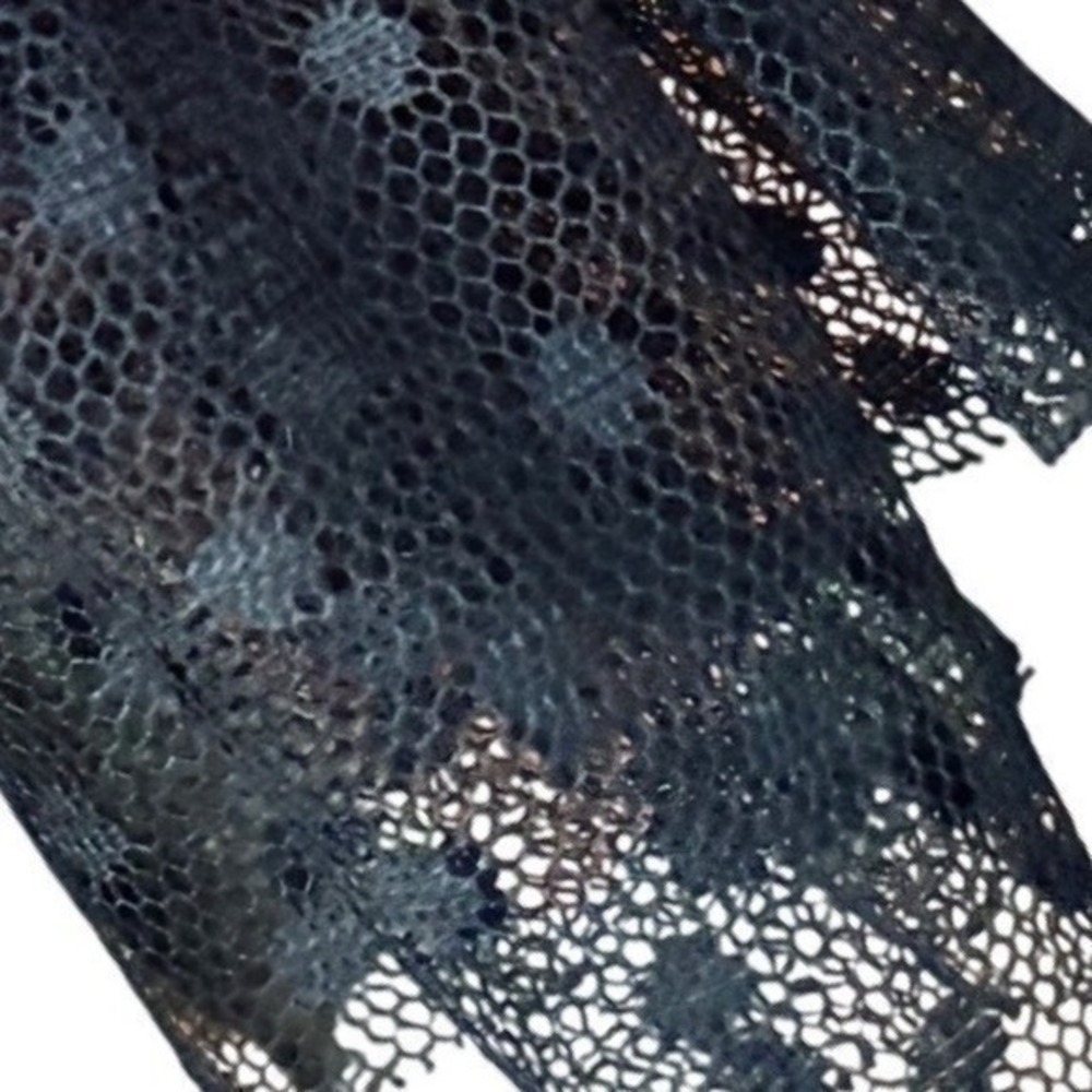 Vintage Black Velvet Lace Midi Dress High Neck Gold Button Victorian Goth M - Picture 6 of 11